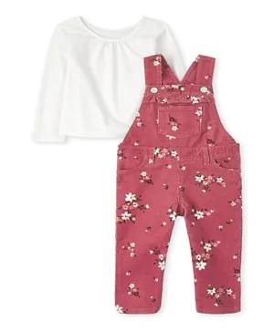 The Children's Place Floral Dungaree with Tee - Pink