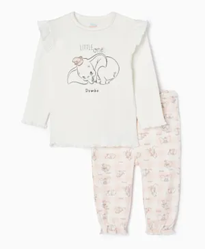 Zippy Little One Dumbo Ruffed Cuffs Pajamas Set - Off White