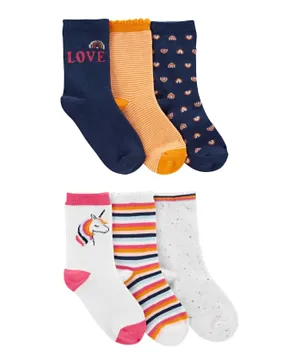 Carter's 6 Pack Rainbow Unicorn Socks - Multicolor