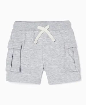 Zippy Solid Shorts with Cargo Pockets - Grey