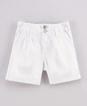 Minoti Basic Paperbag Waist Twill Shorts - White