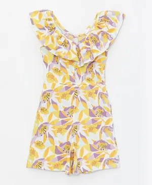 LC Waikiki Boat Neck Floral Jumpsuit - Yellow