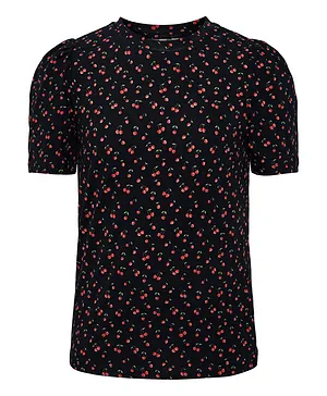 Little Pieces All Over Printed Top - Black