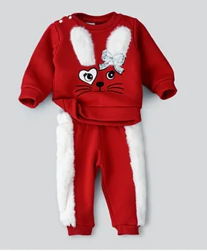 Babyqlo 2Pc Bunny  Winter Pajama Sets - Red