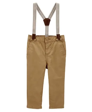 OshKosh B'Gosh Stretch Suspender Pants - Brown