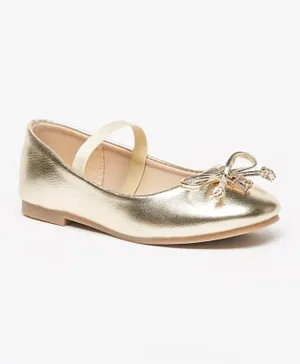 Flora Bella by ShoeExpress Bow Applique Slip-On Mary Jane Shoes - Gold
