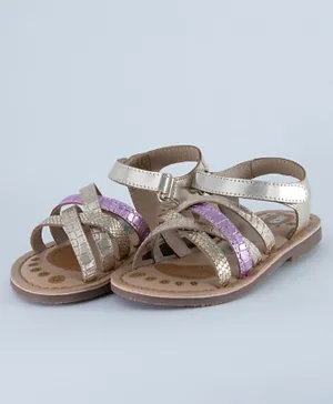 Just Kids Brands Mia Single Velcro Flat Sandals - Gold