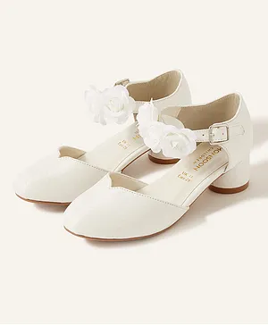Monsoon Children Corsage Two-Part Heels Flower Applique Sandals - Ivory
