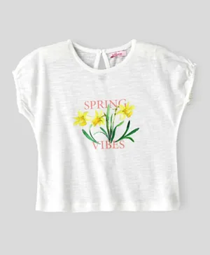 Jelliene Spring Vibes Printed Top - White