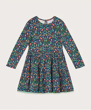 Monsoon Children Robin Print Jersey Dress - Blue