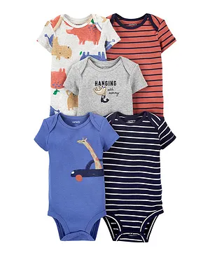 OshKosh B'Gosh 5 Pack Short Sleeves Bodysuits - Multicolor
