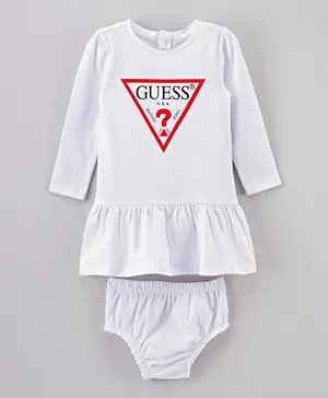 Guess Kids Organic Dress with Bloomer - White