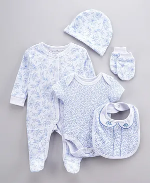 Rock a Bye Baby 5 Pieces Floral Vines Gift Set - Blue