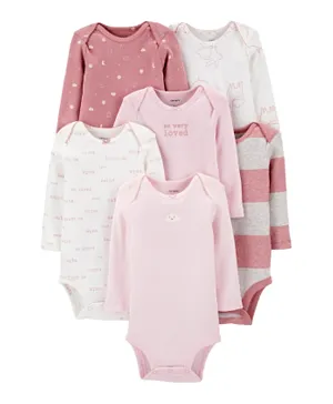 Carter's 6 Pack Long Sleeves Bodysuits - Pink