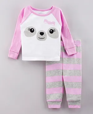 The Children's Place Full Sleeves Nightsuit - Pink