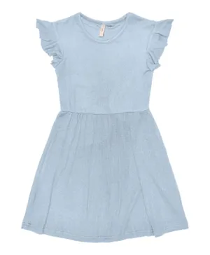 فستان أونلي كيدز بأكمام كشكشة - الأزرق الكشمير