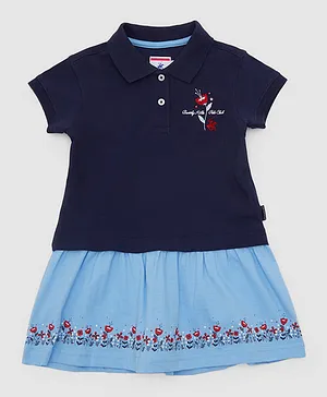 Beverly Hills Polo Club Floral Embroidered Dress - Blue
