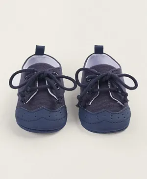 Zippy Fabric and Leather Lace Up Shoes - Dark Blue