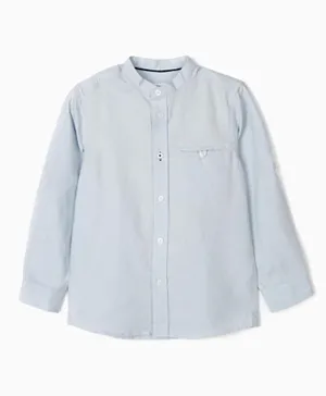Zippy Kid Mandarin Collar Neck Shirt - Light Blue