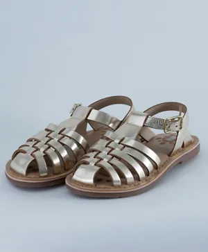 Just Kids Brands Ella Buckle Flat Sandals - Silver