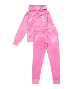 Juicy Couture Velour Zip-Through Hoodie & Joggers Set - Pink