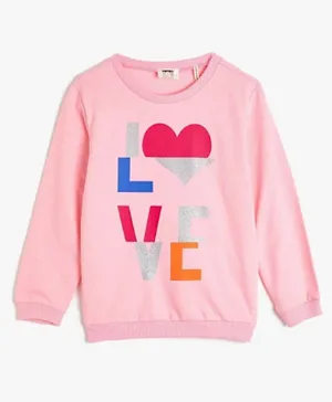 Koton Love Graphic Sweatshirt - Pink