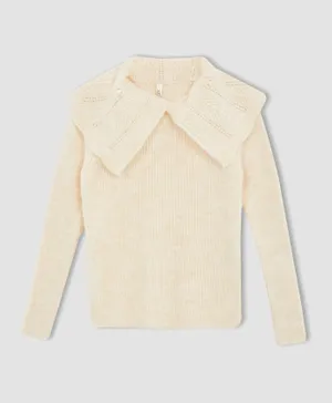 DeFacto Collar Neck Sweater - Ecru