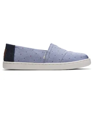 Toms Slip On Heart Motif Woven Youth Classics - Blue