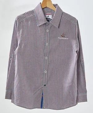 Beverly Hills Polo Club Who Wants Pie Roll Sleeve Gingham Shirt - Multicolor