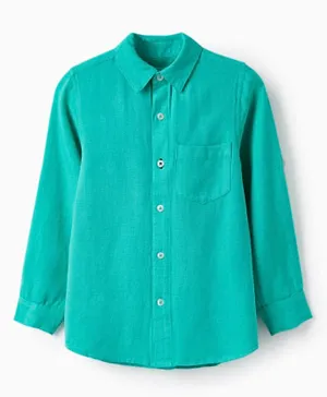 Zippy Long Sleeve Linen Shirt for Boys 'Special Days', Green-GREEN