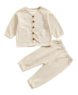 Hayebeba Cardigan with Pants Set - Off White