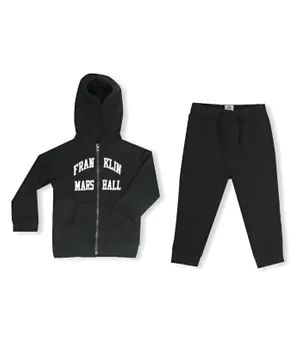 Franklin & Marshall Vintage Arch Logo Zip Hoodie and Joggers Set - Black