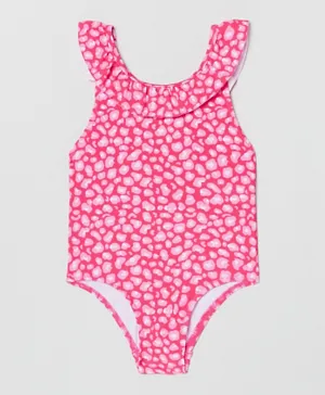 OVS Printed V Cut Swimsuit - Pink