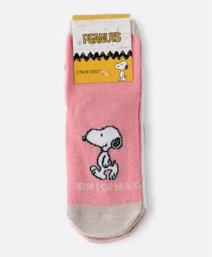 Peanuts 3 Pack Snoopy Crew Socks - Multicolor