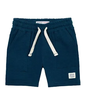 Minoti Solid Elastic Waist Ribbed Shorts - Dark Blue