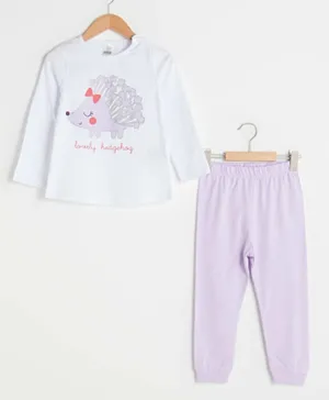 LC Waikiki Cotton Printed Baby Pajama Set - White