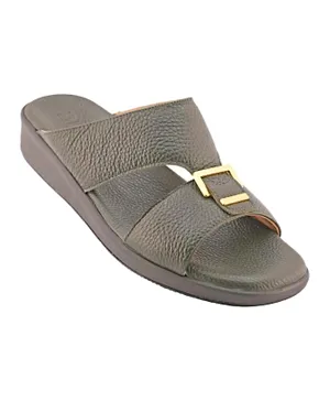 Barjeel Uno Solid Leather Arabic Sandals - Grey