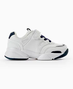 Zippy Non-slip Trainer Shoes - White & Navy Blue