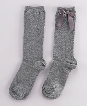 Zippy Kid Ribbon Applique Socks - Grey