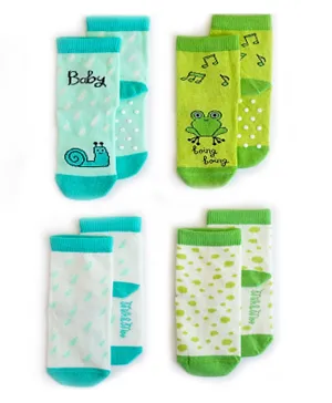 Milk&Moo Cacha Frog and Baby Sangaloz Snail Baby Socks 4 Pieces - Green Blue