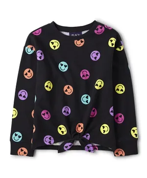 The Children's Place Happy Face Allover Printed Top - Black