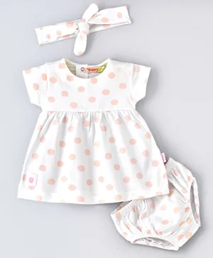 Babybol Dress with Panties and Hair Ribbon - White