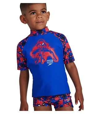 Speedo Short Sleeve Sun Spiderman Top - Blue and Red