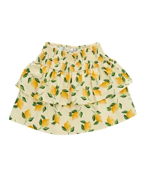 Little Pieces Floral Tulip Flared Skirt - Yellow