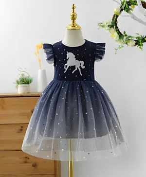 DDaniela Unicorn with Stars Dress - Dark Blue