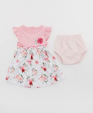R&B Kids Frill Sleeves Dress with Bloomer - Pink