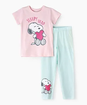 UrbanHaul X Peanuts Snoopy Pyjama Set - Pink & Blue