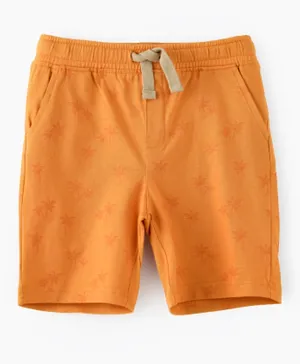 Jam Front Pockets Elastic Waist Shorts - Orange
