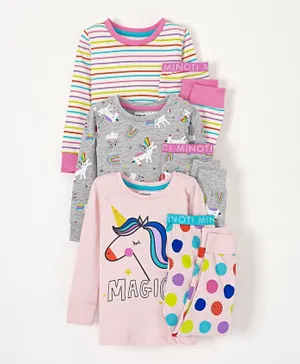 Minoti 3 Pack Unicorn Pyjama Sets - Multicolor