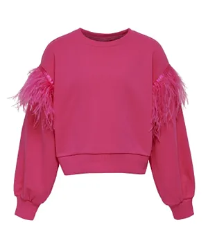Only Kids Feather Sleeves Sweatshirt - Pink